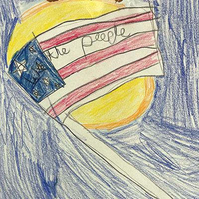 Colored pencil drawing of the American flag