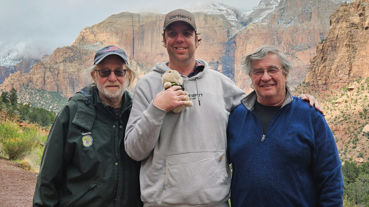 Charlie (far right) during an RV trip in Bryce Canyon National Park with son Zac and brother Gary