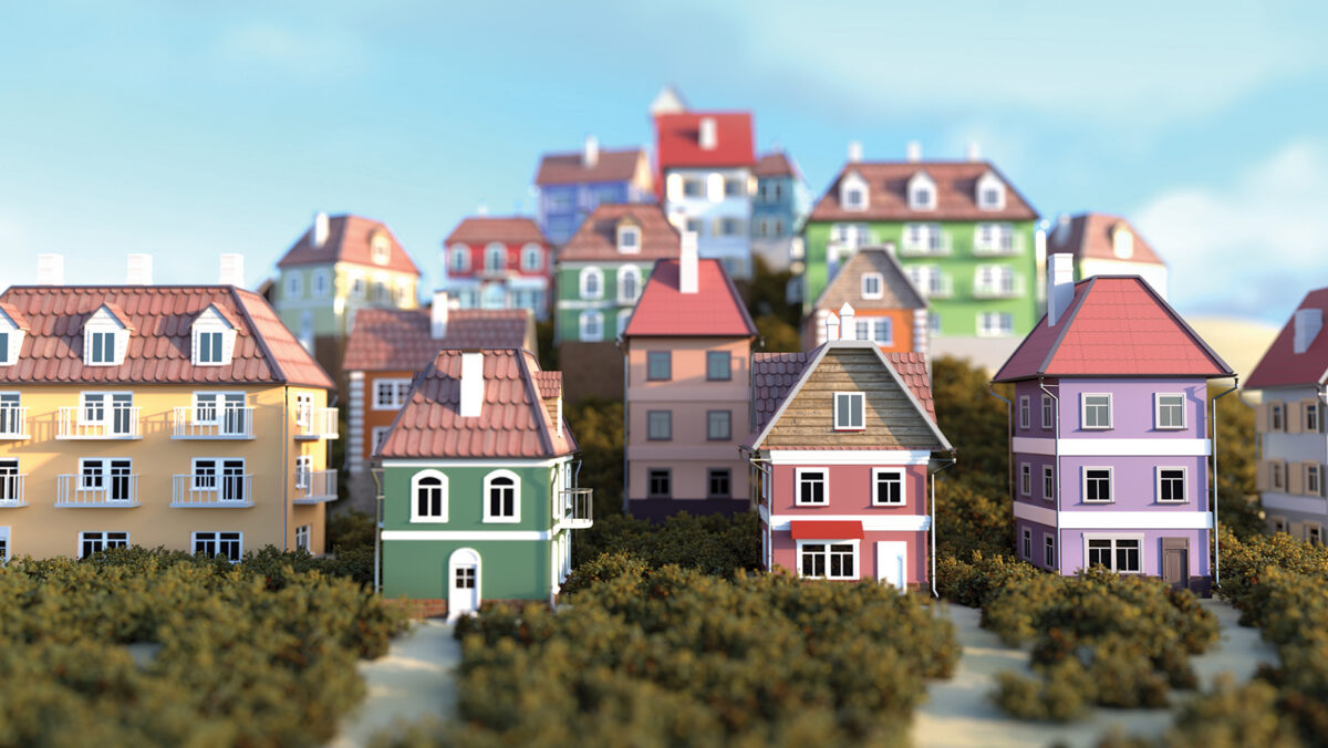 Miniature houses on the hill