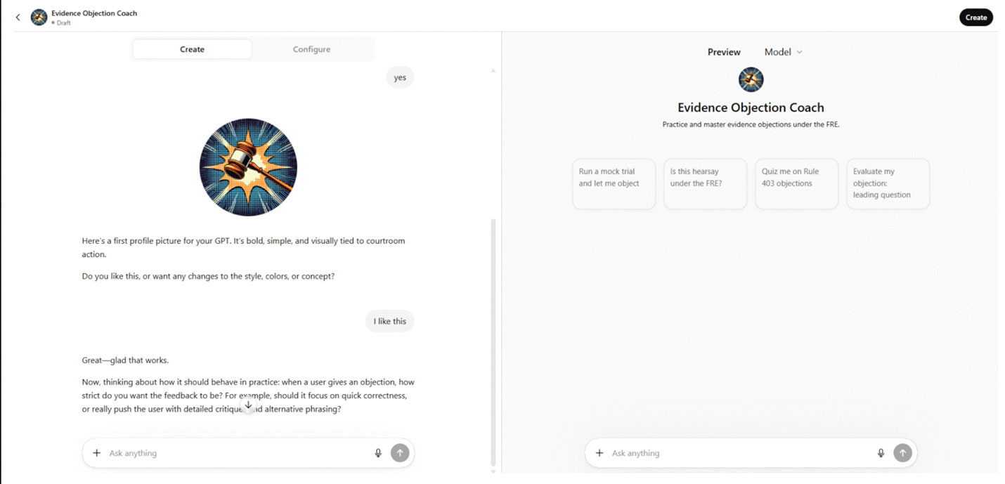 When you build or edit a custom GPT, the conversation starters you configure appear in the Preview pane on the right side of the editor, allowing you to see how they will be presented to users.