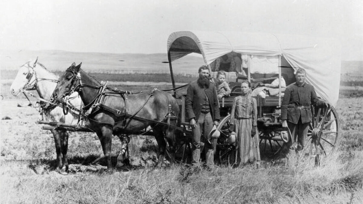 A family of settlers traveling during the Great Western Migration in 1866, almost certainly prompted by the 1862 Homestead Act. Like many others, these people may have created the factual predicate for an RS 2477 right-of-way.